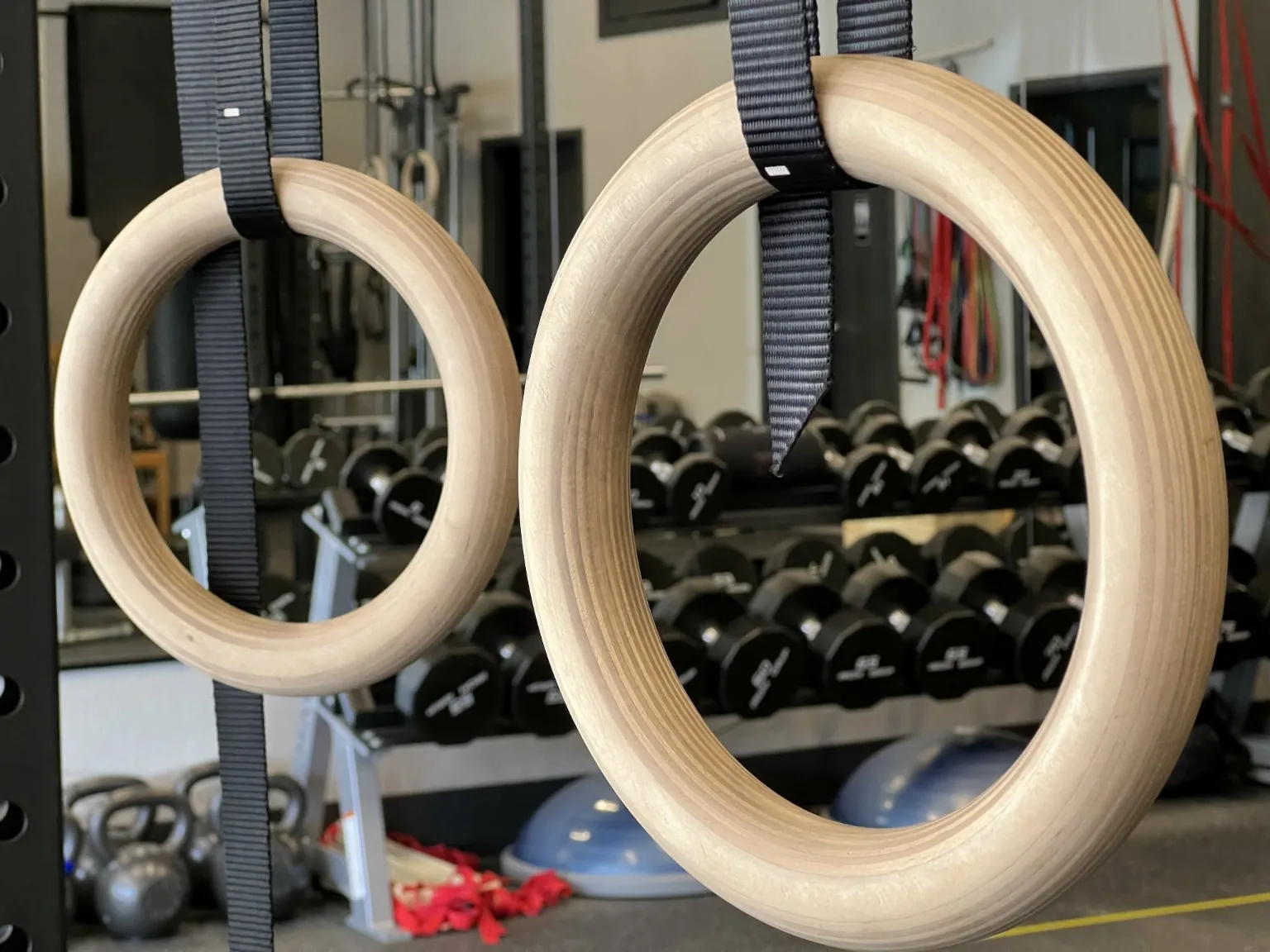 Suspension rings and training equipment inside the studio